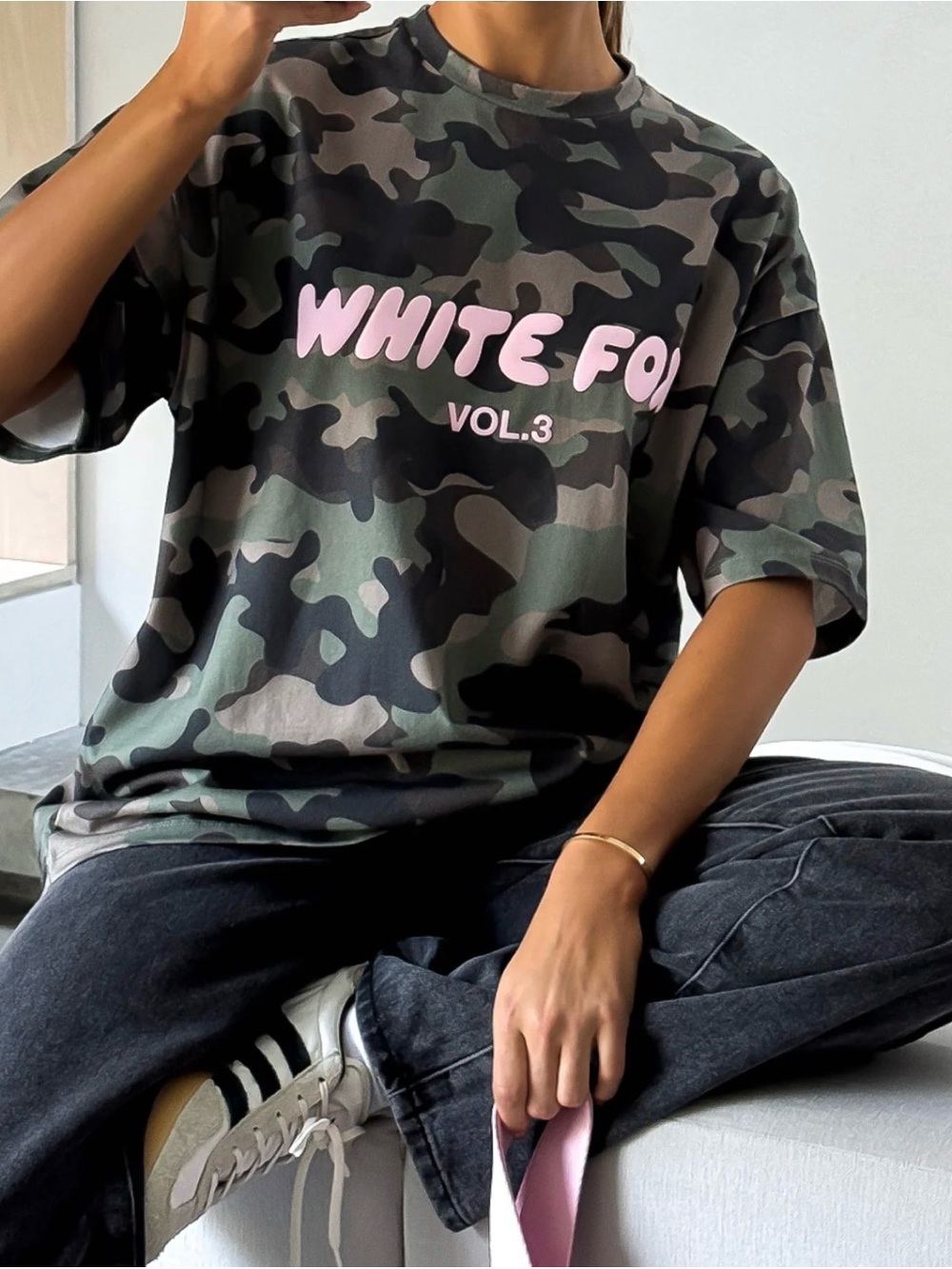 Offstage Printed Oversized Tee Washed Camo